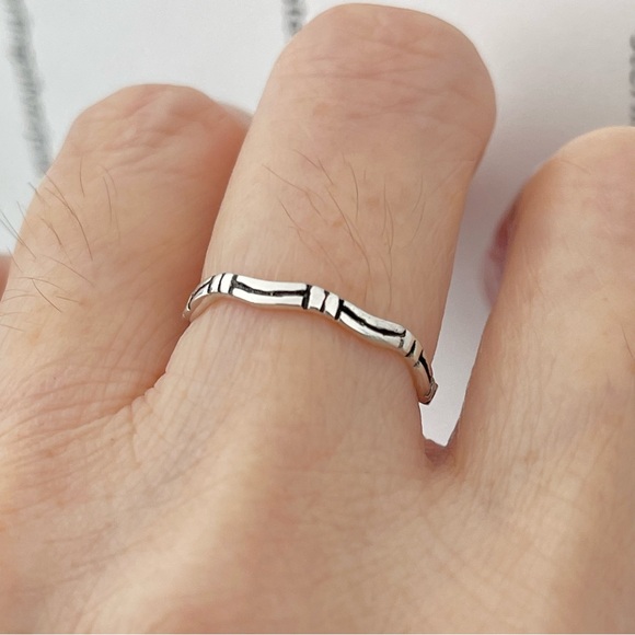 Sterling Silver Bamboo Band Ring, Silver Rings, Tree of Life Ring, Wedding Bands - Picture 3 of 14